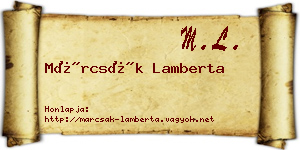 Márcsák Lamberta névjegykártya